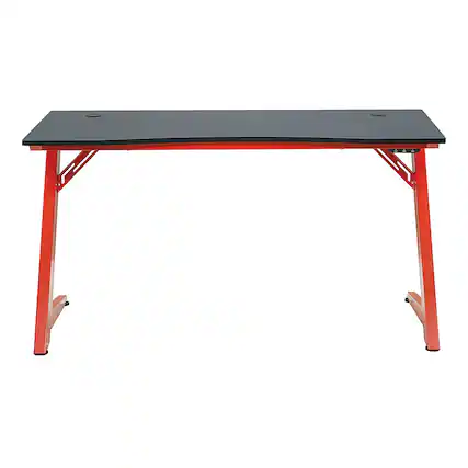 Front. OSP Home Furnishings - Beta Battlestation Gaming Desk with Black Carbon Top and Matt Red Legs - Black and Red.