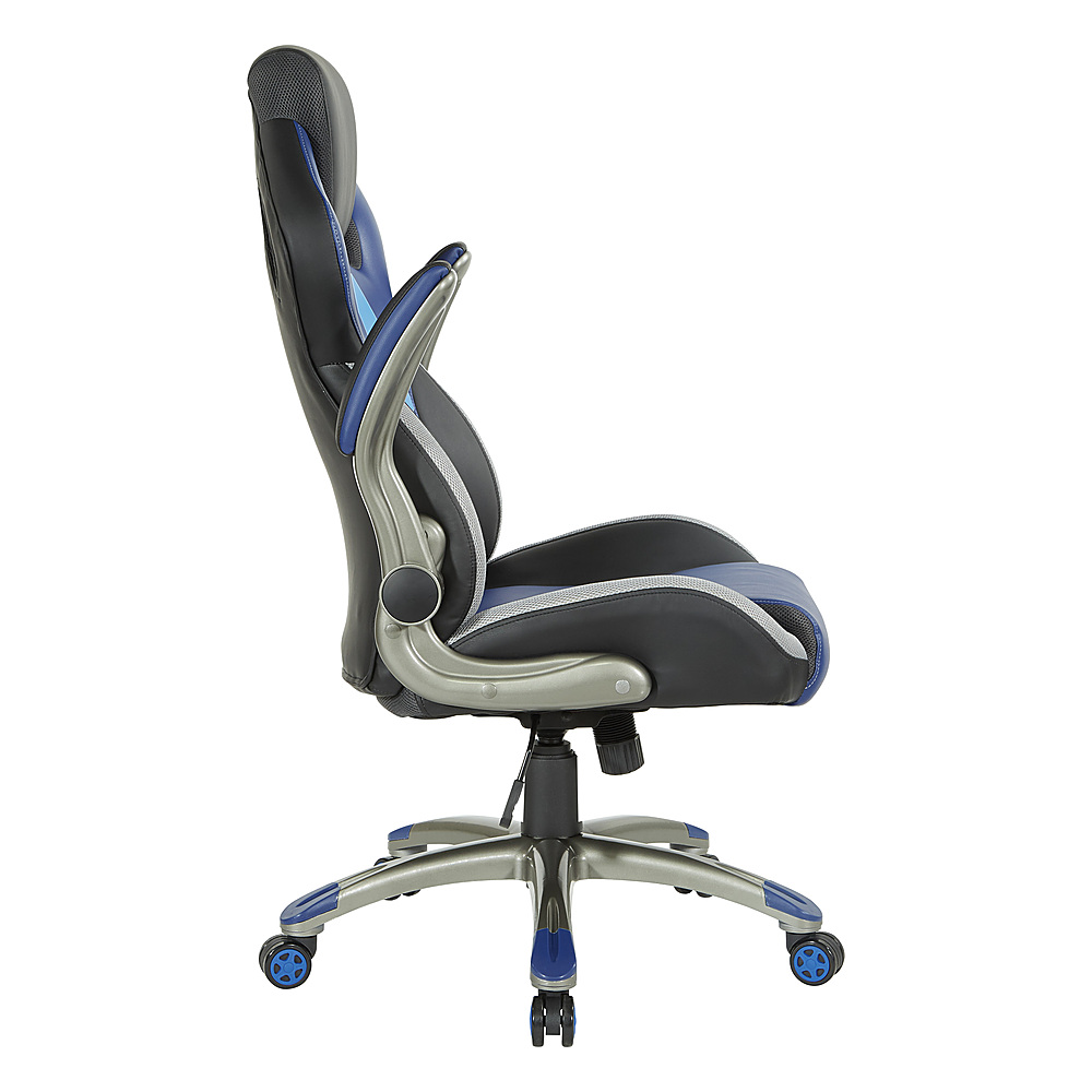 Left View: OSP Home Furnishings - Ice Knight Gaming Chair in - Blue