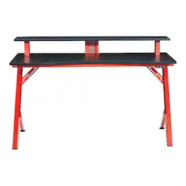 OSP Home Furnishings - Area51 Battlestation Gaming Desk with Matte Legs - Black ad Red