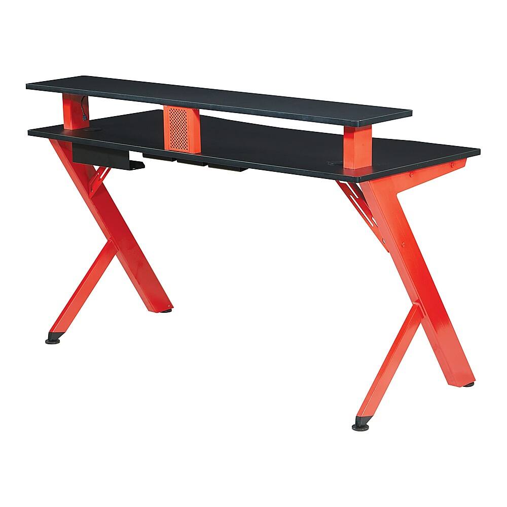 Alt View 11. OSP Home Furnishings - Area51 Battlestation Gaming Desk with Matte Legs - Black ad Red.