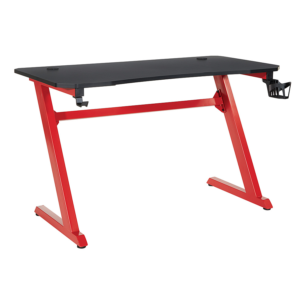 Angle View: OSP Home Furnishings - Ghost Battlestation Gaming Desk  in Matte Black Top and Red Legs - Black/Red