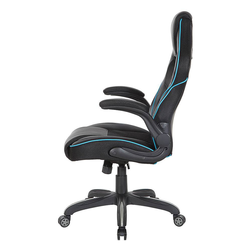 Left. OSP Home Furnishings - Xeno Gaming Chair in Blue Faux Leather - Blue.