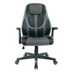 Front Zoom. OSP Home Furnishings - Output Gaming Chair in Black Faux Leather  with Controllable RGB LED Light piping. - Black / Gray.