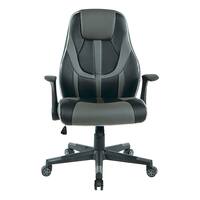 OSP Home Furnishings - Output Gaming Chair in Black Faux Leather with Controllable RGB LED Light piping - Black / Gray - Front_Zoom