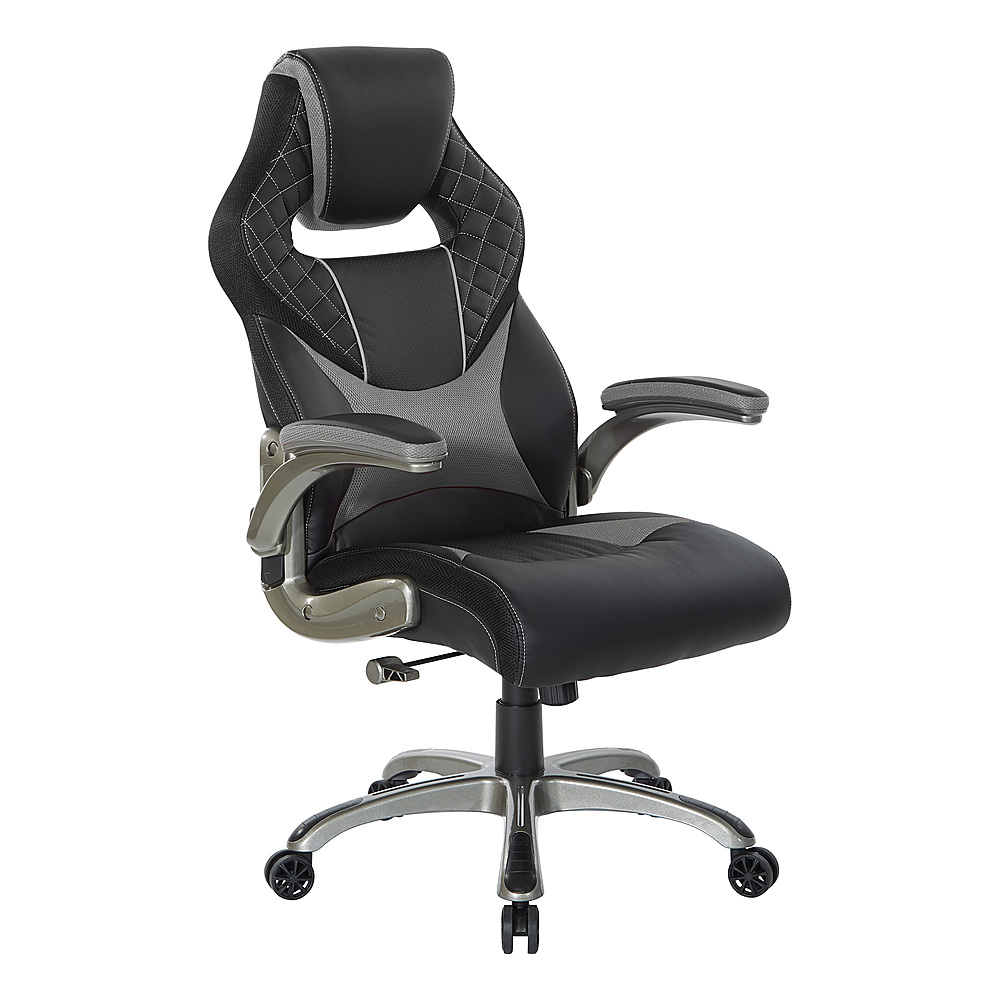Angle View: OSP Home Furnishings - Oversite Gaming Chair in Faux Leather - Gray