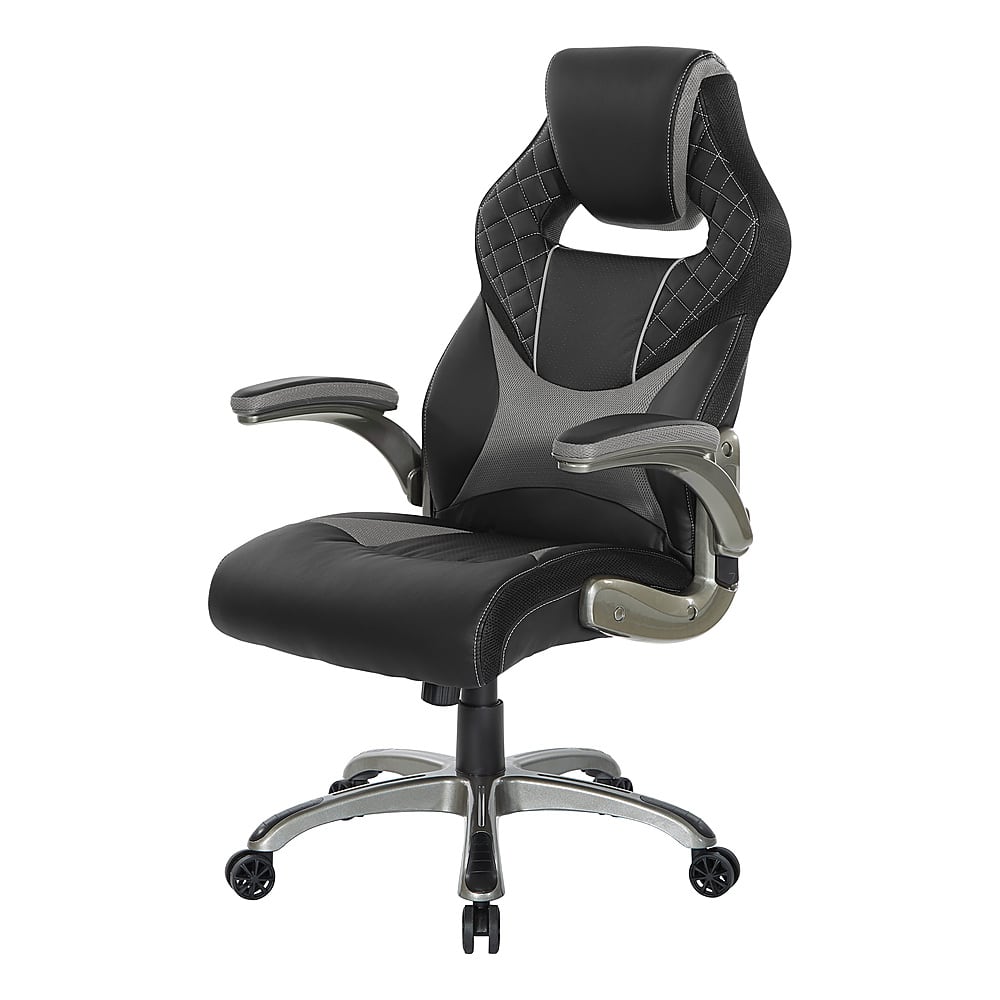 Alt View 11. OSP Home Furnishings - Oversite Gaming Chair in Faux Leather - Gray.