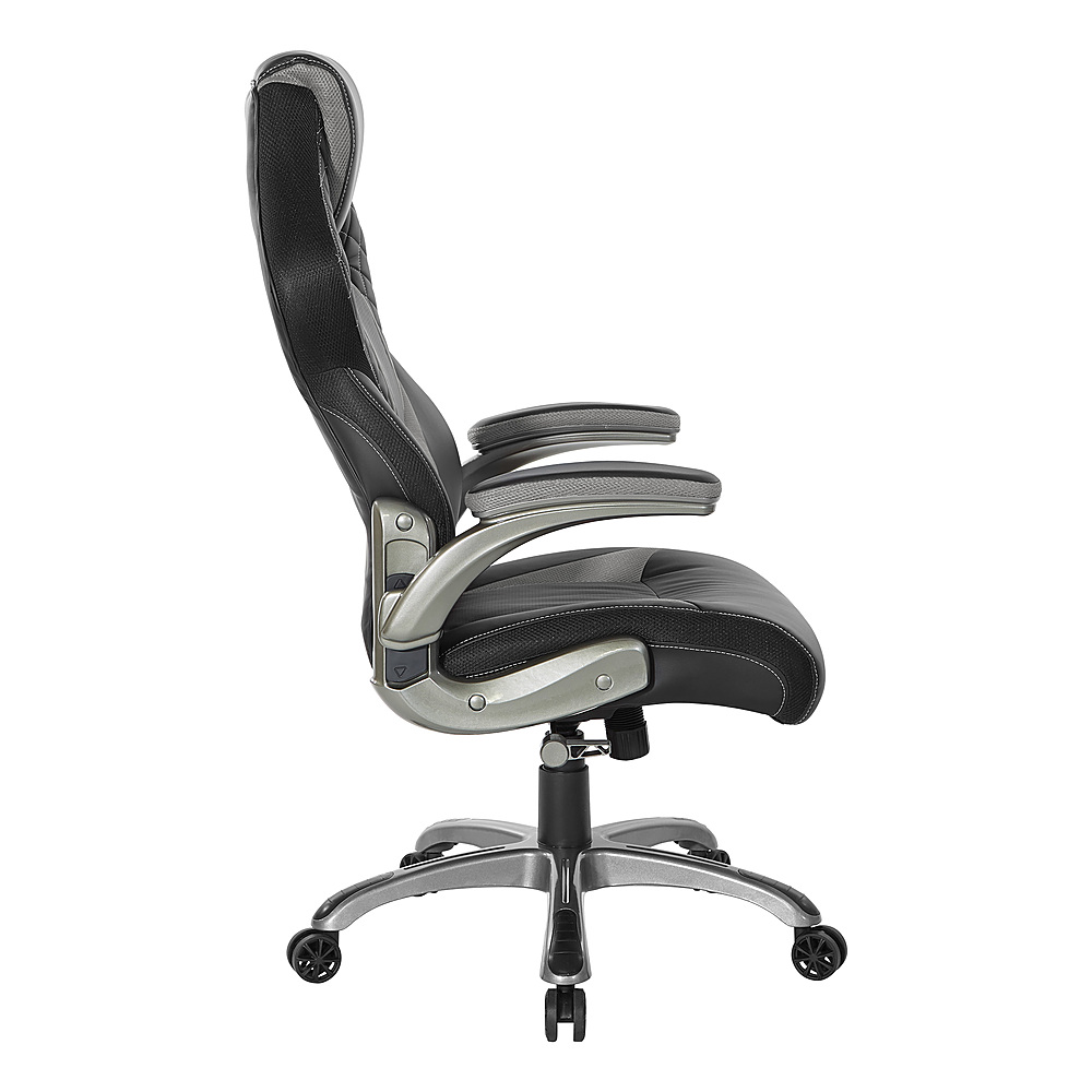 Left View: OSP Home Furnishings - Oversite Gaming Chair in Faux Leather - Gray