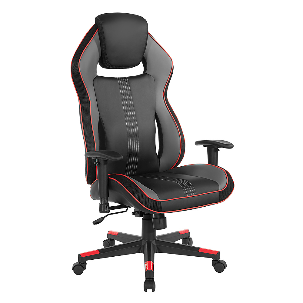 Angle View: OSP Home Furnishings - BOA II Gaming Chair in Bonded Leather with Accents - Black and Red