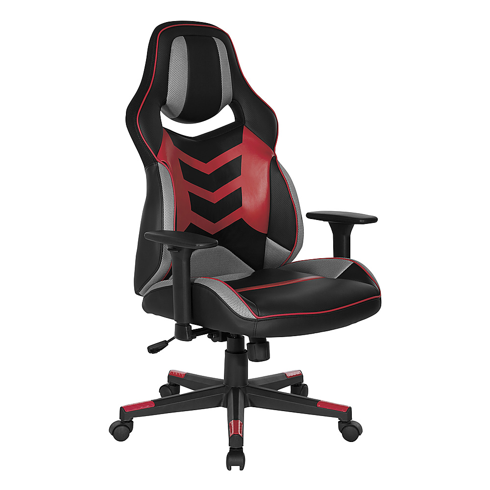 Angle View: OSP Home Furnishings - Eliminator Gaming Chair in Faux Leather with Accents - Red
