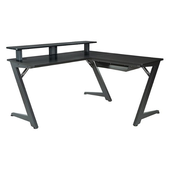 Angle Zoom. OSP Home Furnishings - Avatar Battlestation L-Shape Gaming Desk with Carbon Top and Matte Legs - Black.