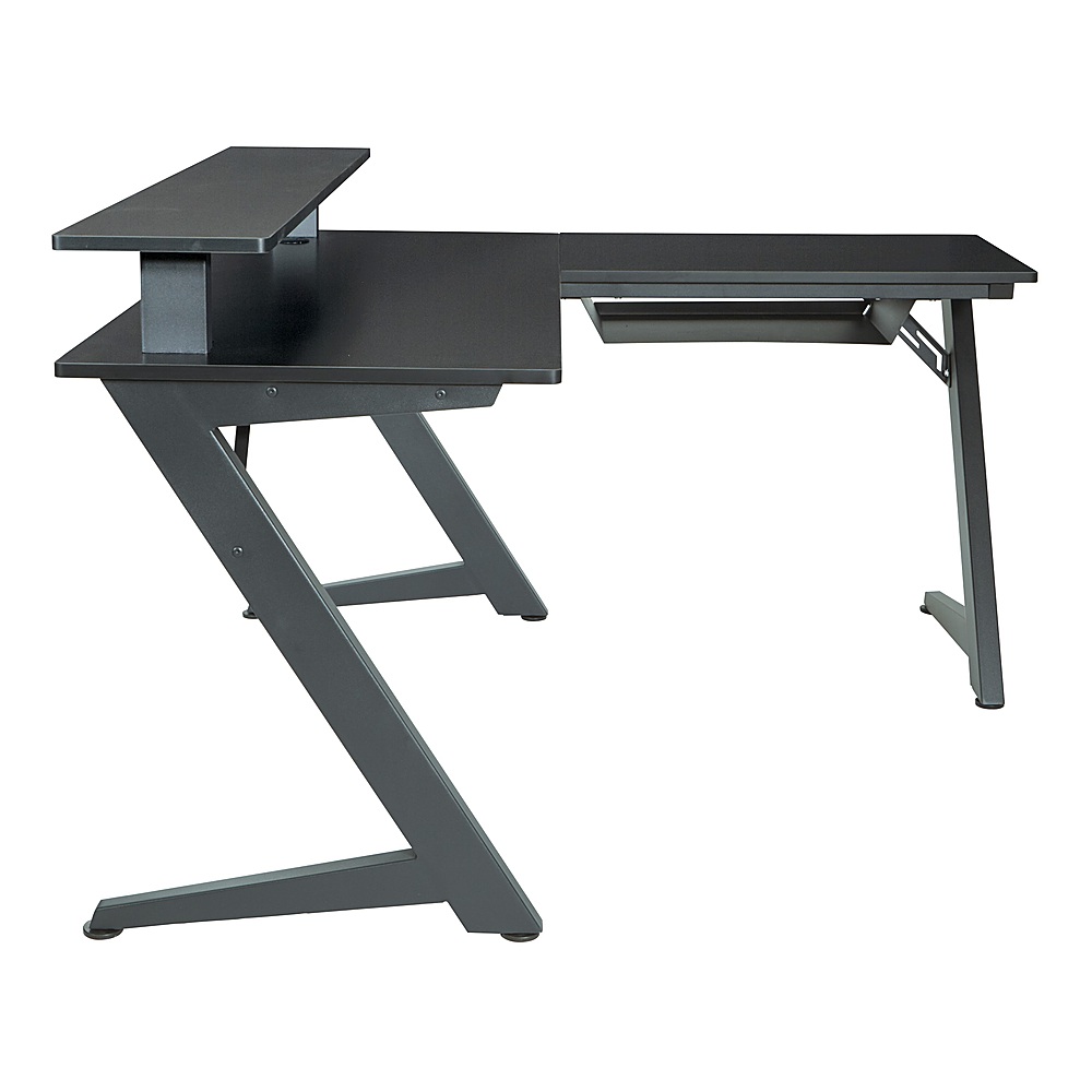 Left View: OSP Home Furnishings - Avatar Battlestation L-Shape Gaming Desk with Carbon Top and Matte Legs - Black