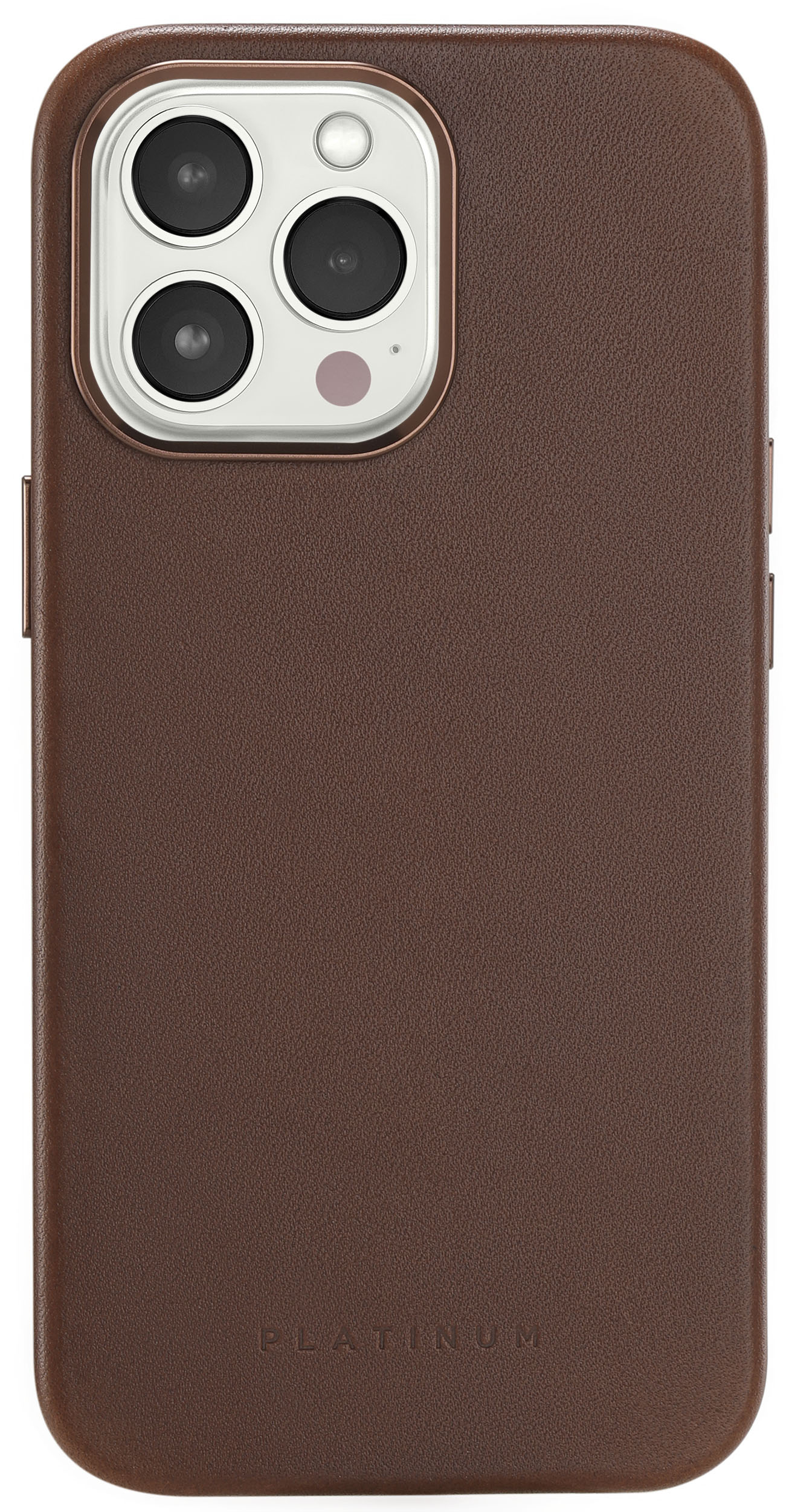 Platinum - Horween Leather Case for iPhone 13 Pro - Bourbon