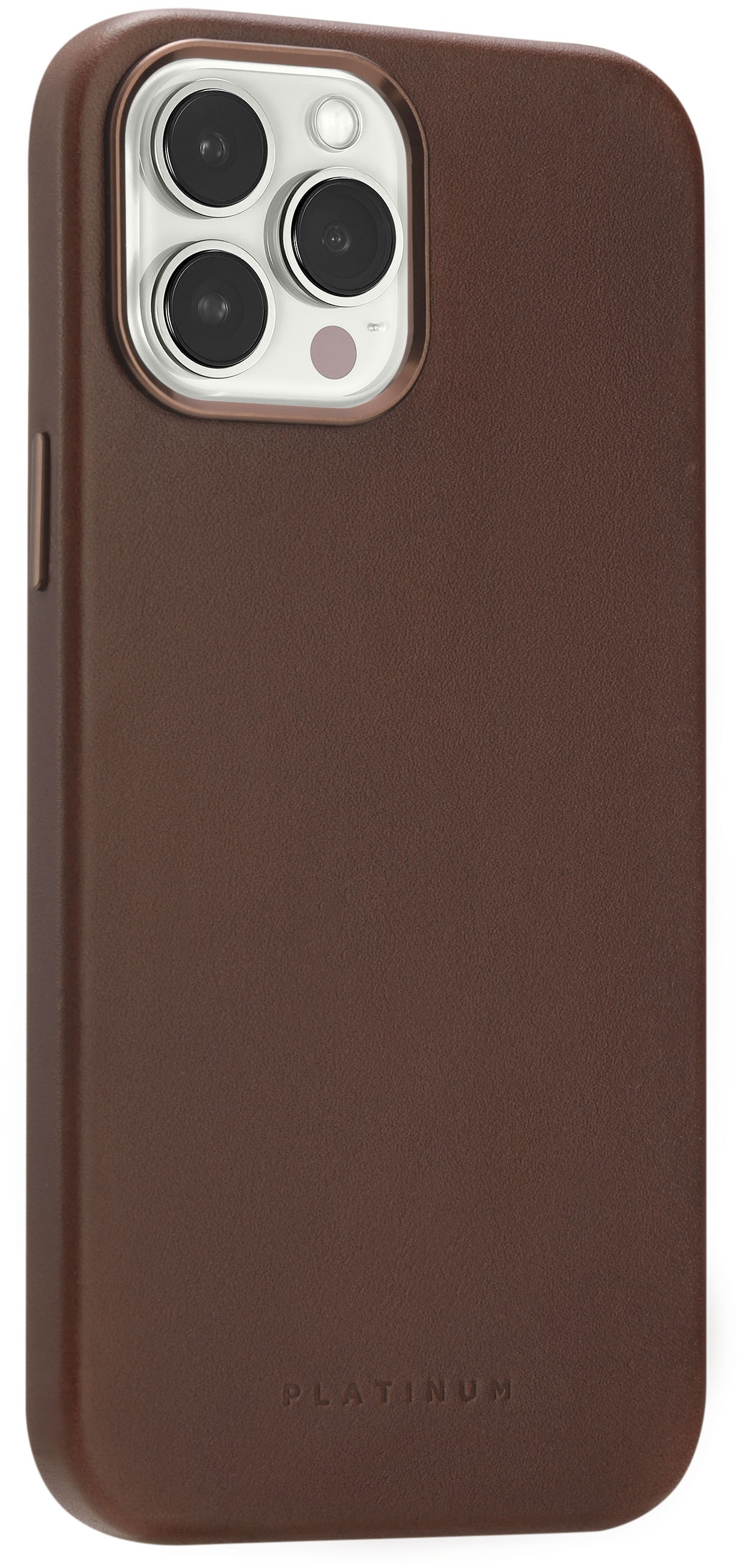Angle View: Platinum™ - Horween Leather Case for iPhone 13 Pro Max and iPhone 12 Pro Max - Bourbon
