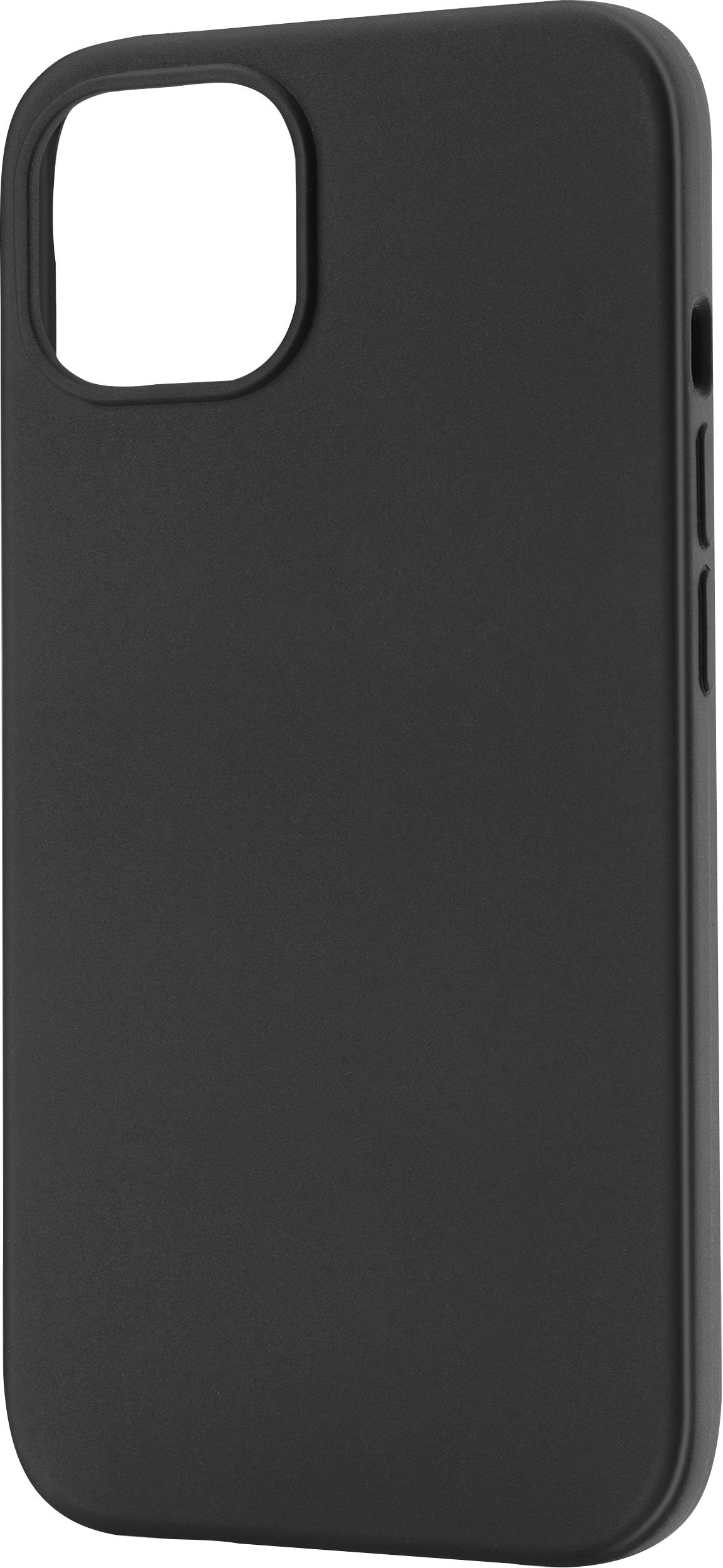 Left View: Best Buy essentials™ - Liquid Silicone Case for iPhone 13 - Black