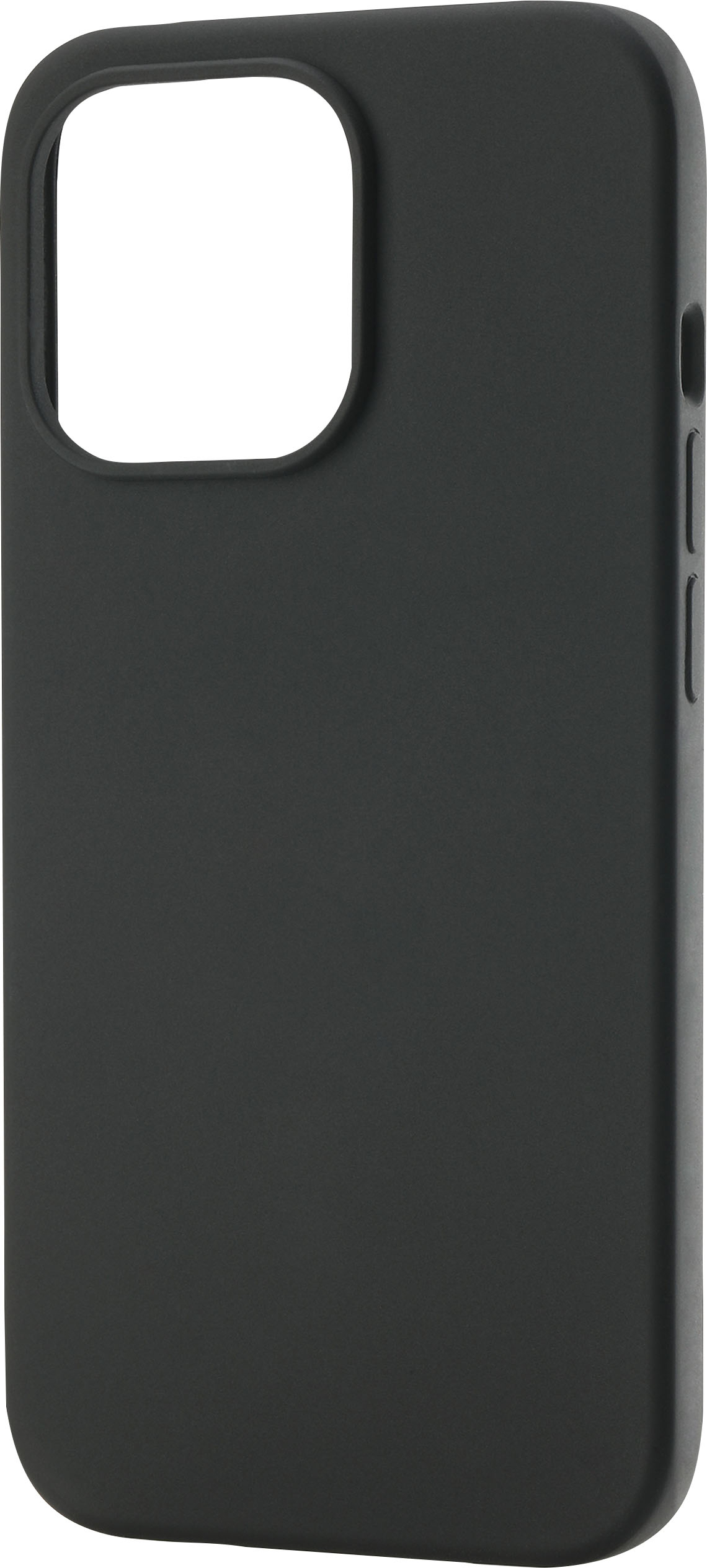Left View: Best Buy essentials™ - Liquid Silicone Case with MagSafe for iPhone 13 Pro - Black