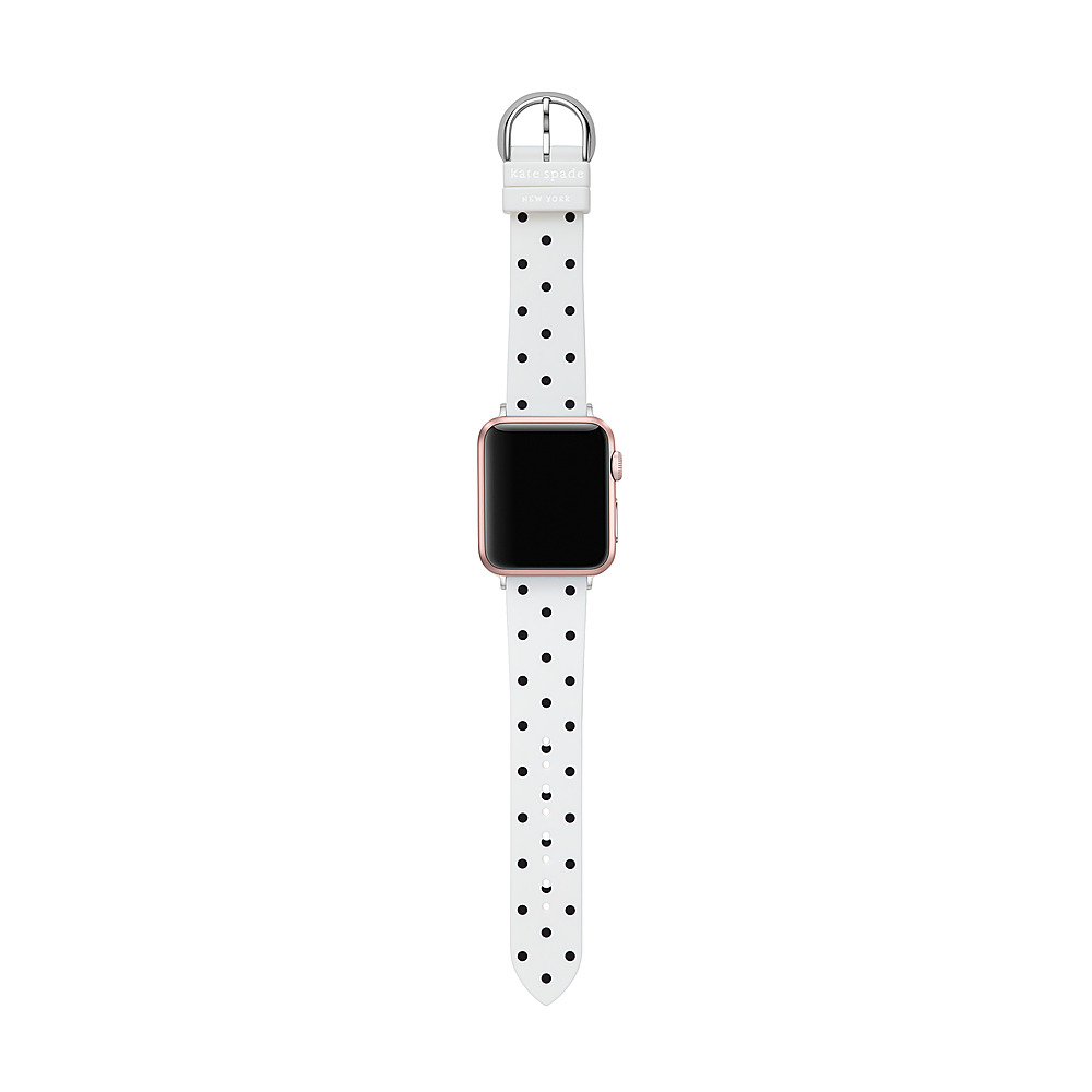 Left View: Kate Spade New York 38/40mm band for Apple Watch® - Black and White Polka Dot Fabric