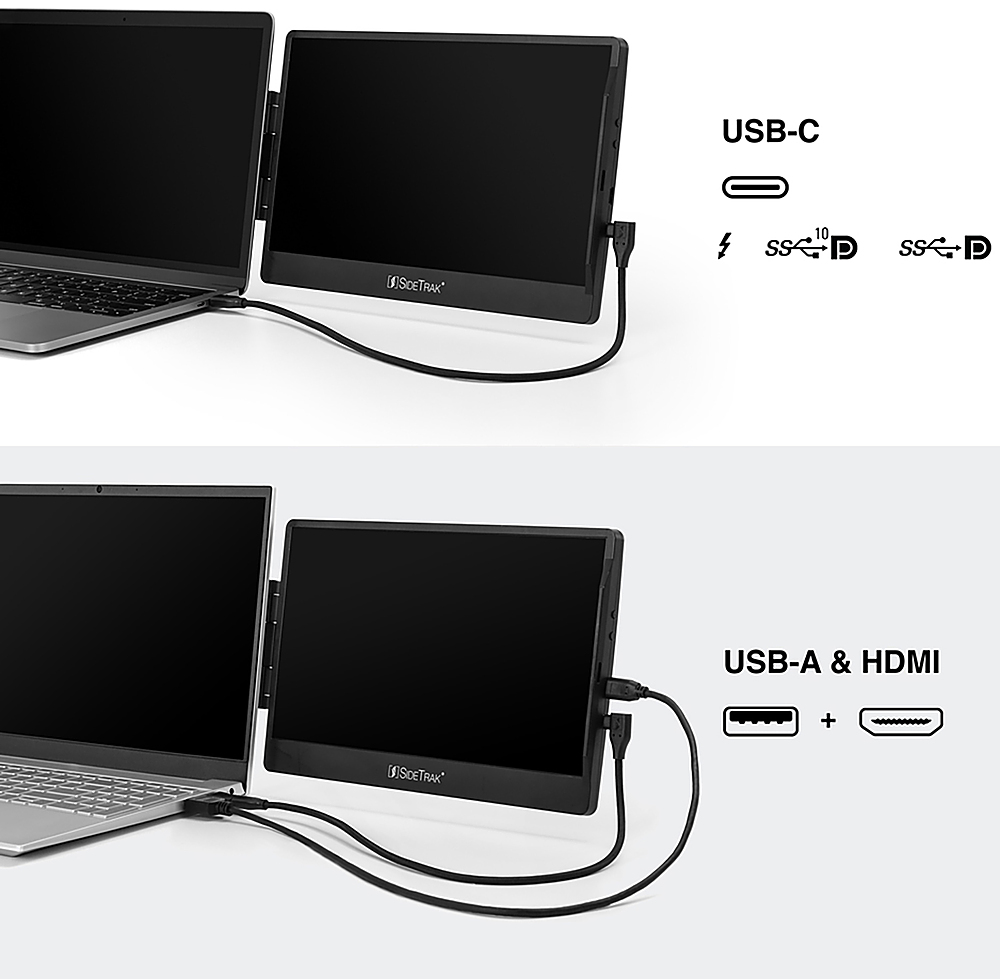 SideTrak Swivel 14 Attachable Portable Monitor for Laptop Black