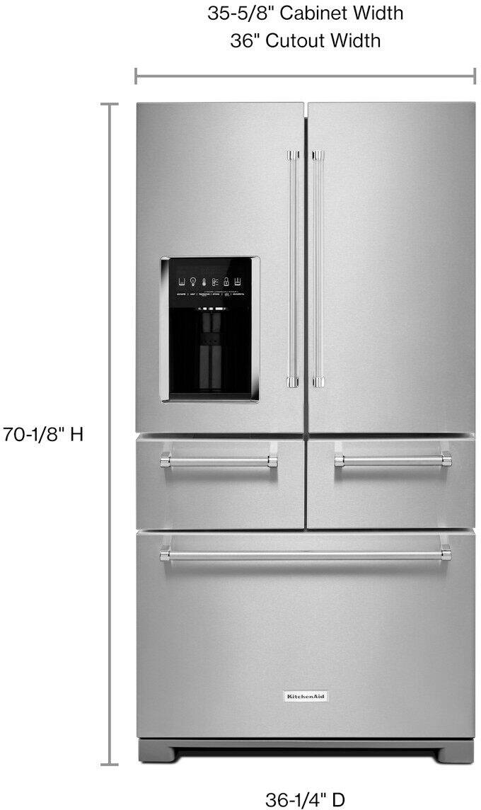 Alt View 5. KitchenAid - 25.8 Cu. Ft. 5-Door French Door Refrigerator - Stainless steel.