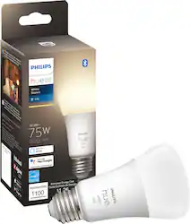 Philips - Hue A19 Bluetooth 75W Smart LED Bulb - White - Front_Zoom
