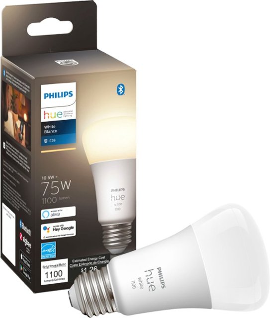 genoeg Winkelier Defilé Philips Hue A19 Bluetooth 75W Smart LED Bulb White 563007 - Best Buy