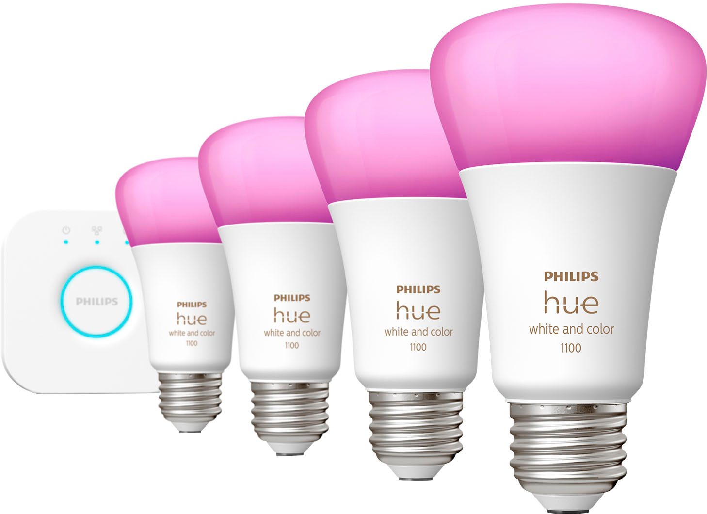 Angle View: Philips - Hue A19 Bluetooth 75W Smart LED Bulbs (2-Pack) - White Ambiance