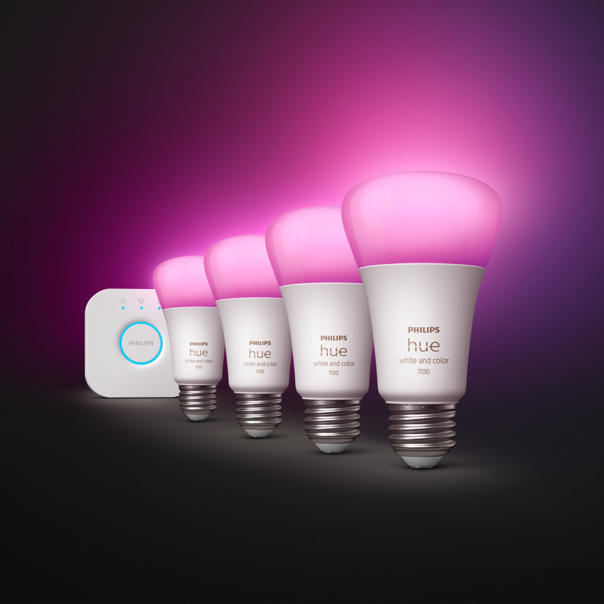 Left View: Philips - Hue A19 Bluetooth 75W Smart LED Bulbs (2-Pack) - White Ambiance