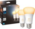 Front. Philips - Hue A19 Bluetooth 75W Smart LED Bulbs (2-Pack) - White Ambiance.