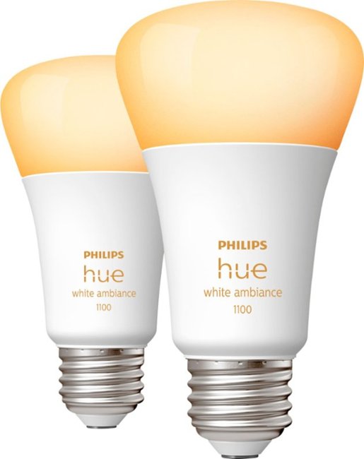 Philips - Hue A19 Bluetooth 75W Smart LED Bulbs (2-Pack) - White Ambiance_1