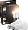 Philips - Hue A19 Bluetooth 75W Smart LED Bulbs (2-pack) - White