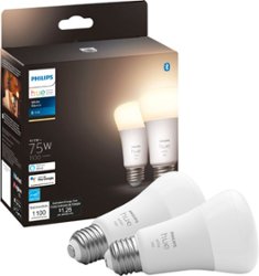 Philips - Hue A19 Bluetooth 75W Smart LED Bulbs (2-pack) - White - Front_Zoom