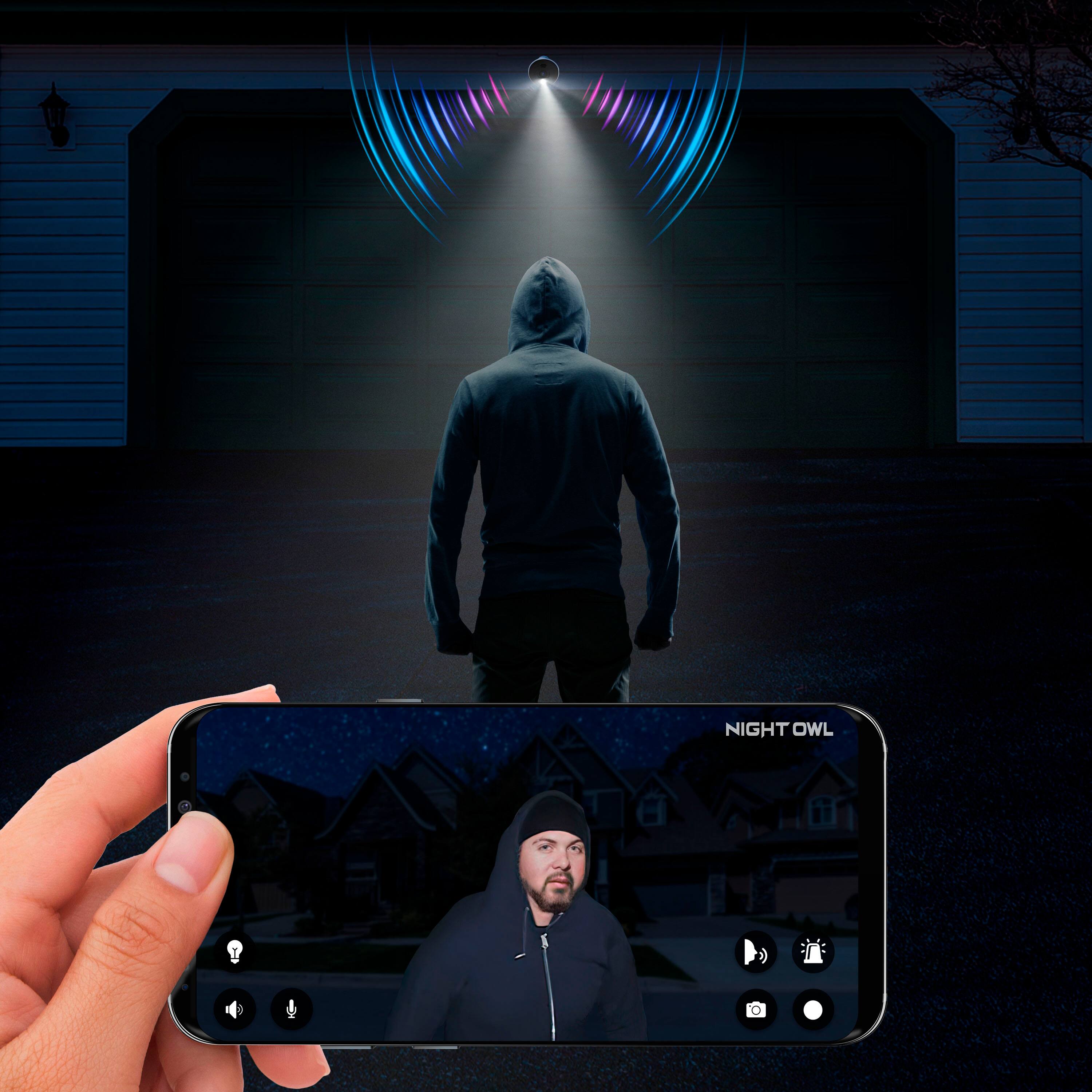 Alt View 15. Night Owl - 8-Channel, 8-Camera Indoor/Outdoor Wired 1080p HD 1TB DVR Spotlight Cameras - White.