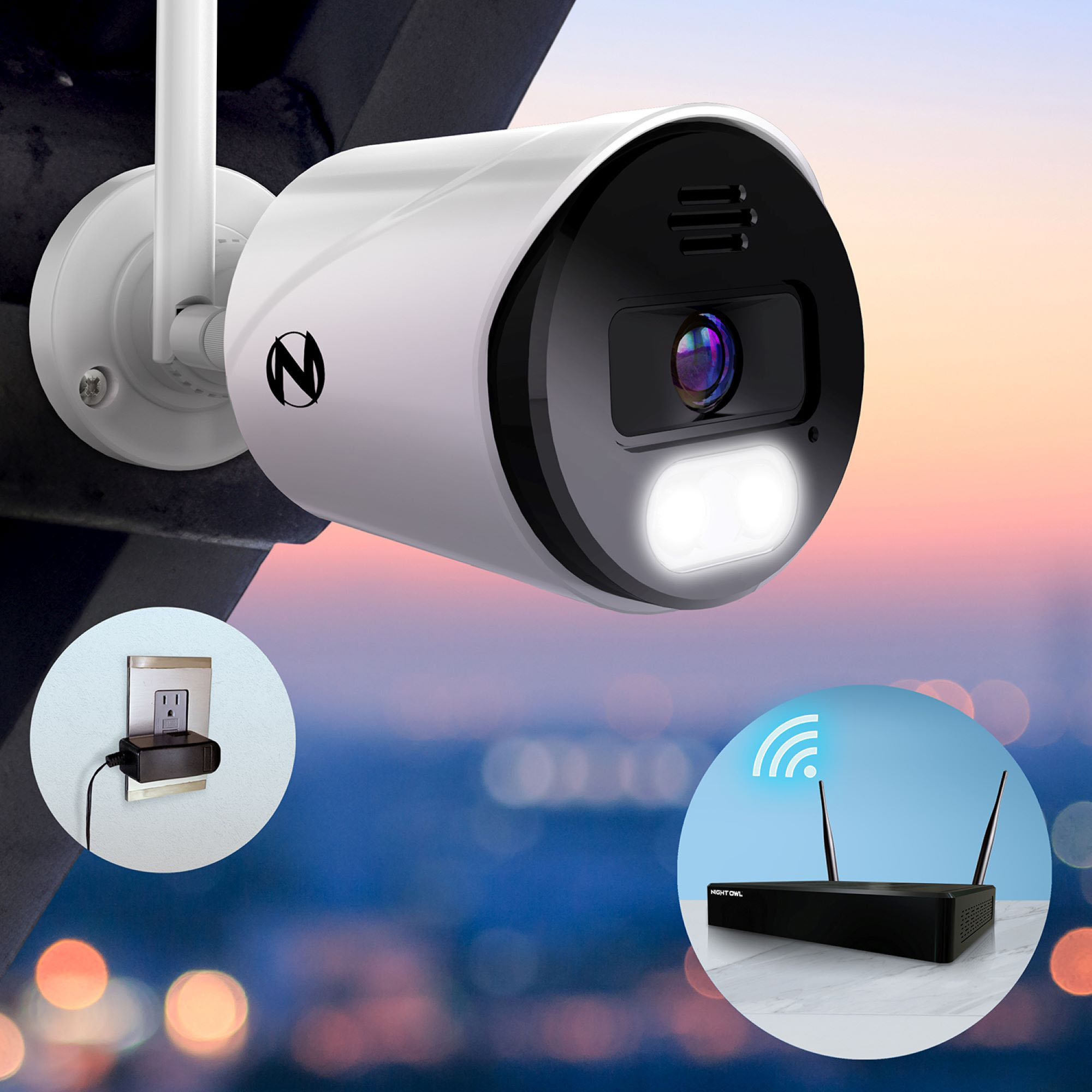 Left View: Night Owl - 10 Channel 8 Wi-Fi IP 4K HD 2-Way Audio Cameras, 1TB HD Bluetooth Wi-Fi NVR Surveillance System - White/Black