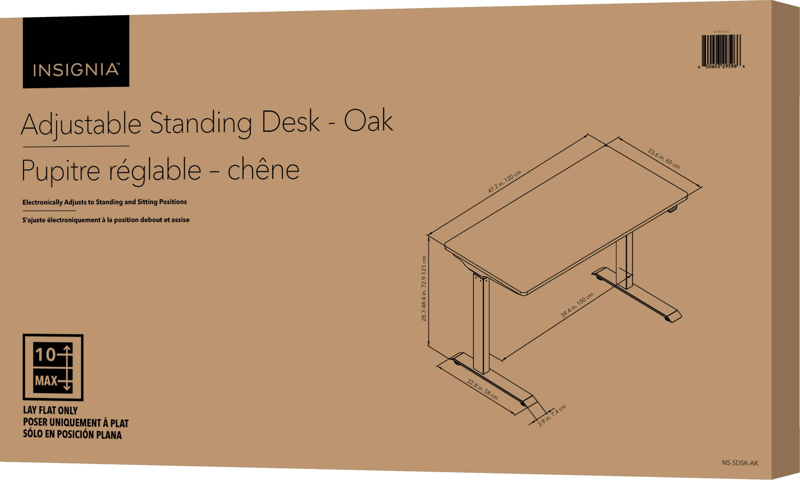 Alt View 17. Insignia™ - Adjustable Standing Desk with Electronic Control - 47.2" - Oak.