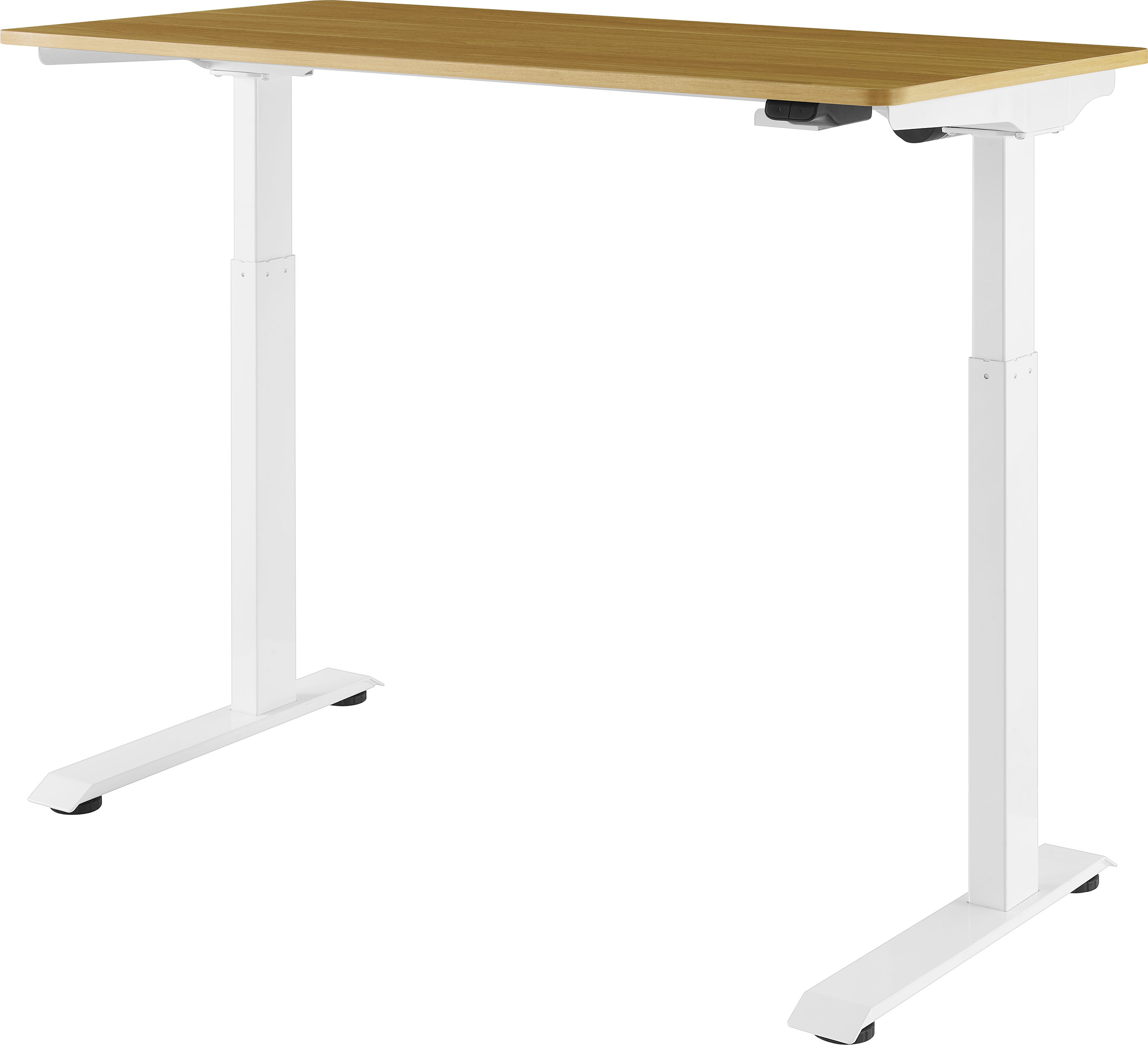 Left View: Insignia™ - Adjustable Standing Desk with Electronic Control - 47.2" - Oak