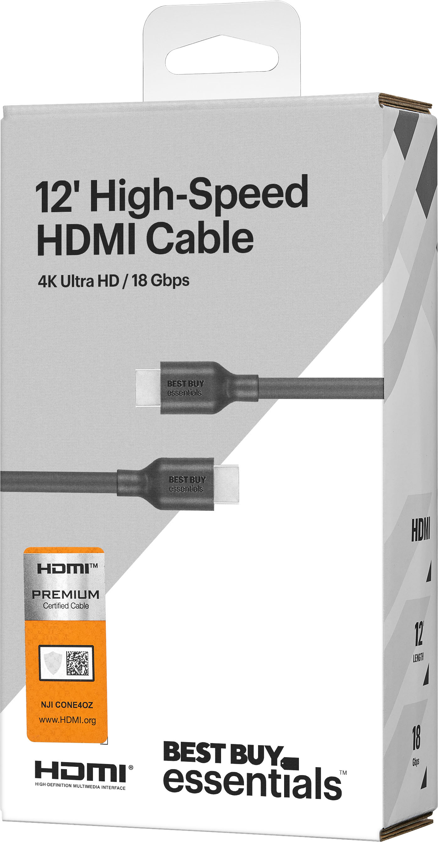 tienda semilla cirujano Best Buy essentials™ 12' 4K Ultra HD HDMI Cable Black BE-SF1182 - Best Buy