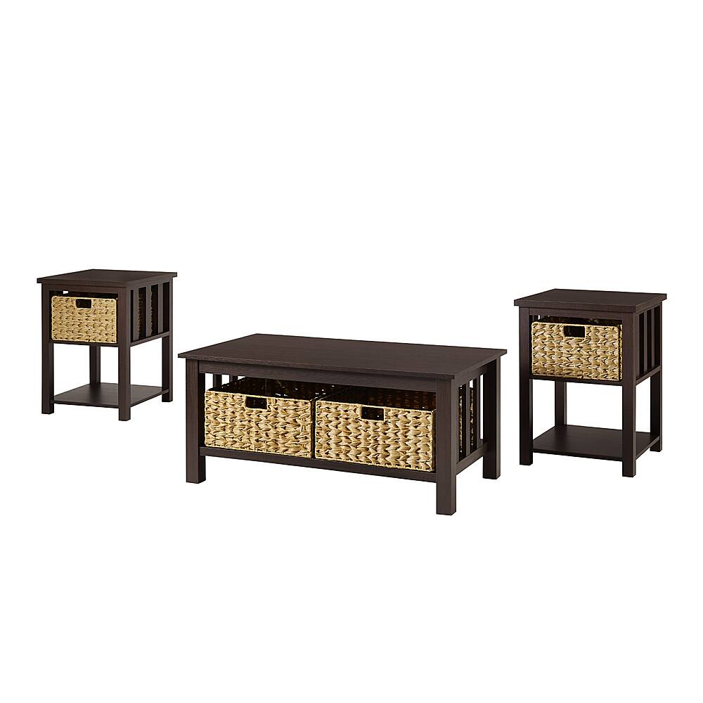 Angle View: Walker Edison - Mission Style 3 Piece Coffee and Side Table Set - Espresso