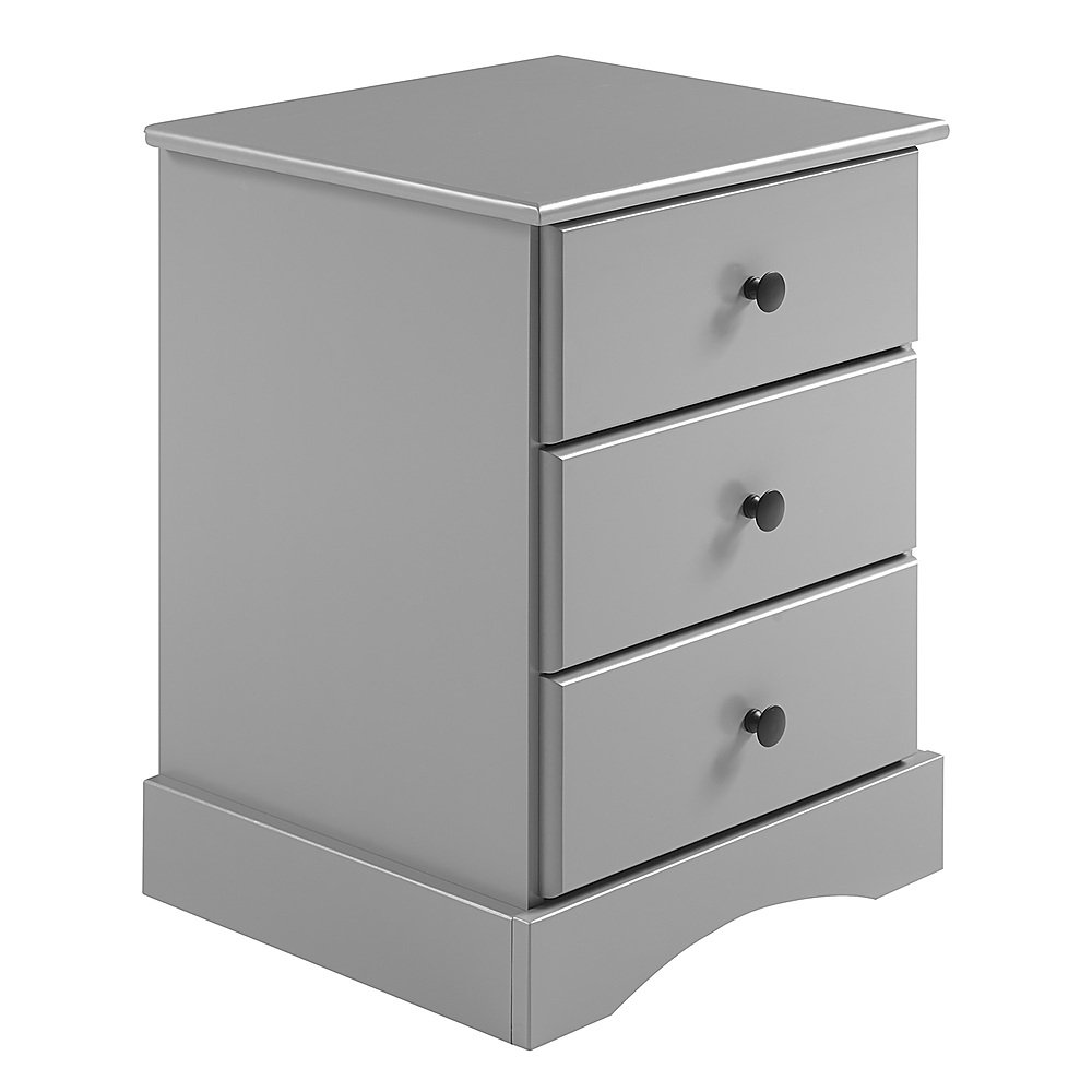 Angle View: Walker Edison - 23” Traditional 3 Drawer Solid Wood Nightstand - Grey