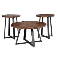 Walker Edison - Urban 3 Piece Metal Coffee and Side Table Set - Dark Walnut - Front_Zoom