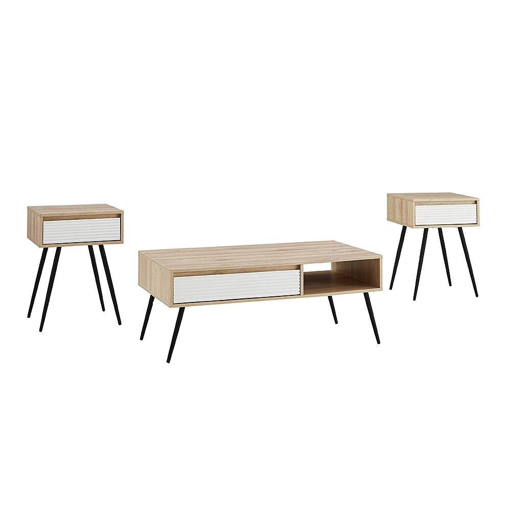 Angle View: Walker Edison - Modern 3 Piece Coffee and Side Table Set - Birch