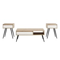 Walker Edison - Modern 3 Piece Coffee and Side Table Set - Birch - Front_Zoom