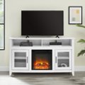 Alt View Zoom 11. Walker Edison - Tall Glass Two Door Soundbar Storage Fireplace TV Stand for Most TVs Up to 65" - Brushed White.