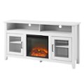 Left Zoom. Walker Edison - Tall Glass Two Door Soundbar Storage Fireplace TV Stand for Most TVs Up to 65" - Brushed White.