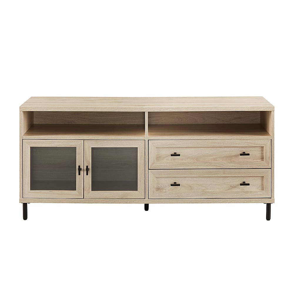 Front. Walker Edison - 56” Modern 2 Drawer TV Stand for TVs up to 60” - Birch.