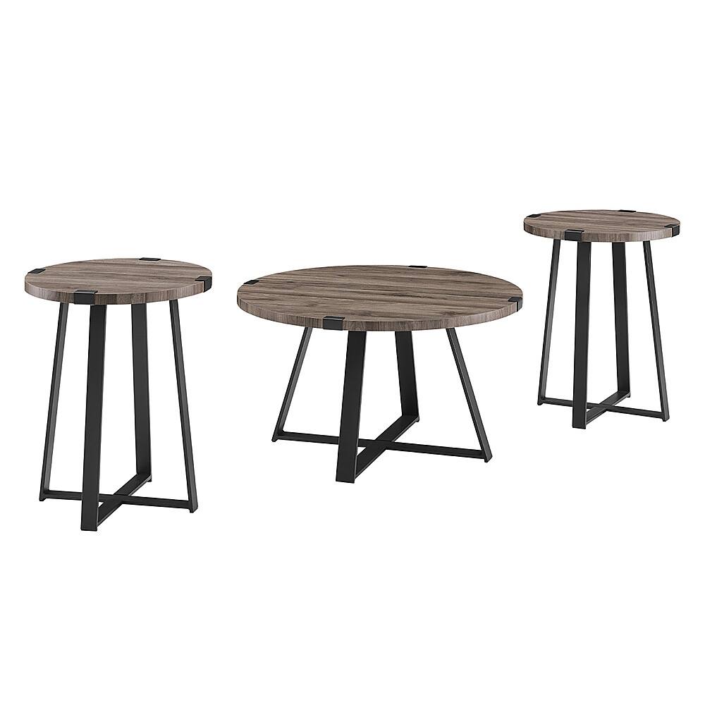 Angle View: Walker Edison - Urban 3 Piece Metal Coffee and Side Table Set - Slate Grey