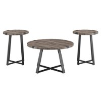 Walker Edison - Urban 3 Piece Metal Coffee and Side Table Set - Slate Grey - Front_Zoom