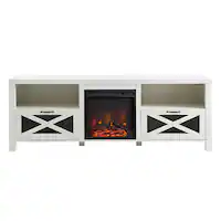 70" Modern Farmhouse Drop Door Cabinet Fireplace TV Stand for Most TVs up to 80" - Front_Zoom