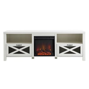 Walker Edison - Modern Farmhouse Drop Door Cabinet Fireplace TV Stand for Most TVs up to 85" - Brushed White