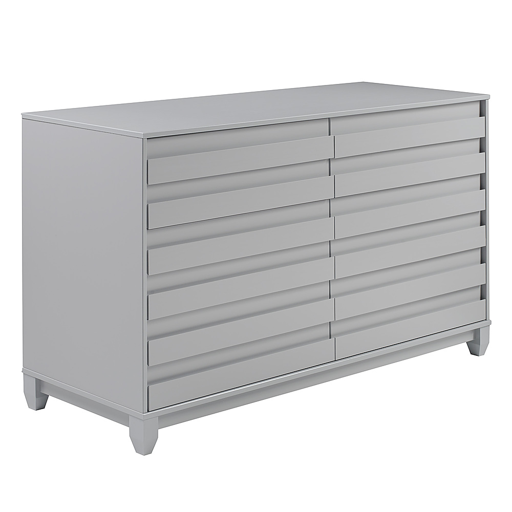 Angle View: Walker Edison - 60” Contemporary 6 Grooved Drawer Wood Dresser - Grey