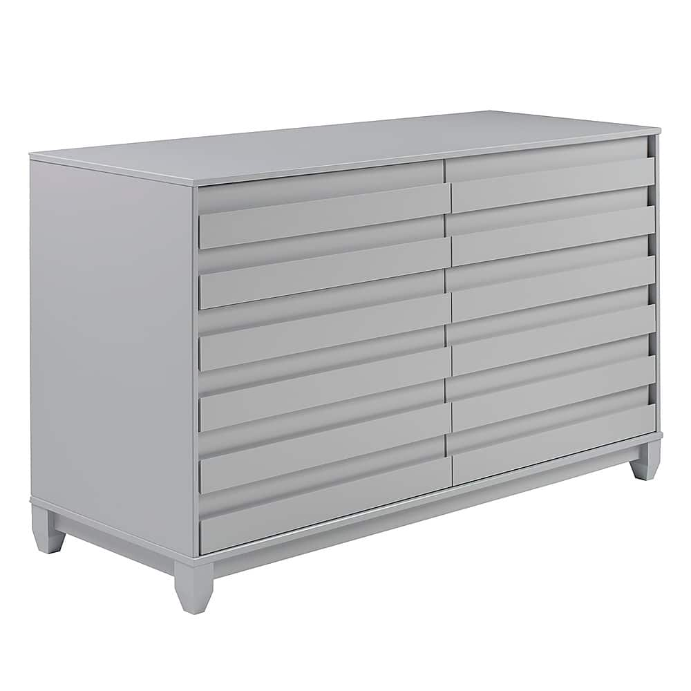 Angle View: Walker Edison - 60” Contemporary 6 Grooved Drawer Wood Dresser - Grey