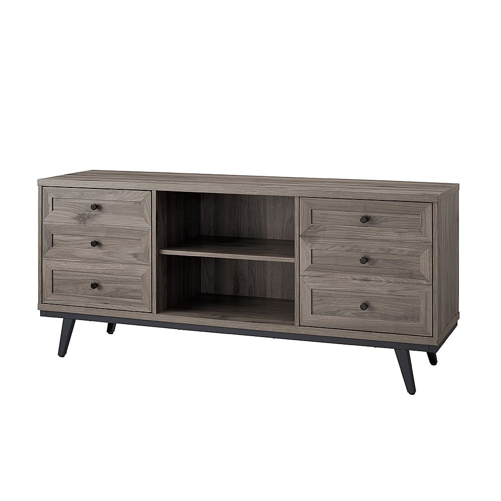 Left View: Walker Edison - 58” Modern 2 Door TV Stand for TVs up to 65” - Slate grey